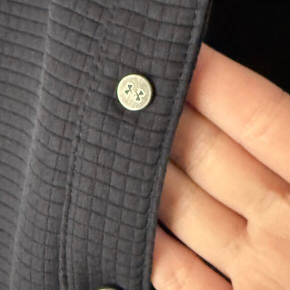 Under Armour ColdGear Black Snap‎ Pullover Size M Waffle Lined Quarter Button - Picture 4 of 10